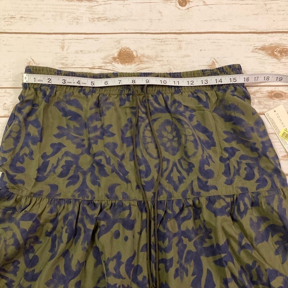 Tommy Hilfiger Olive Green and Blue 100% Silk Skirt Size 10 - Picture 3 of 10